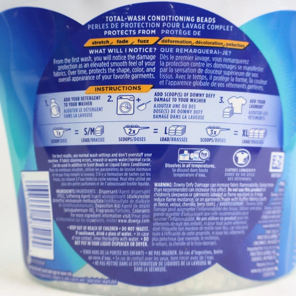 2 PACK Downy DEFY Damage Total-Wash Conditioning Beads, 18.1 oz Fabric Softener